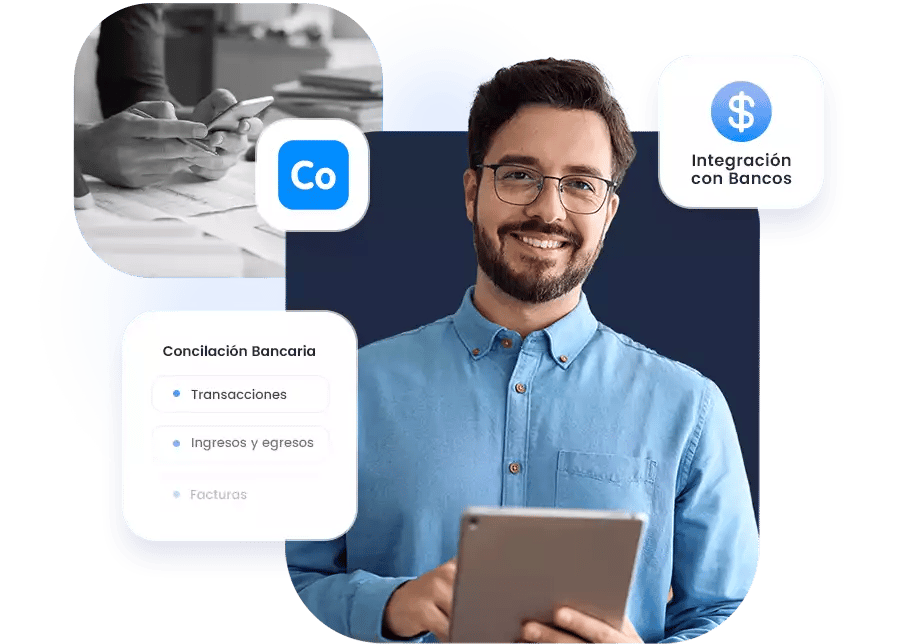 imagen hombre con tablet conciliacion bancaria